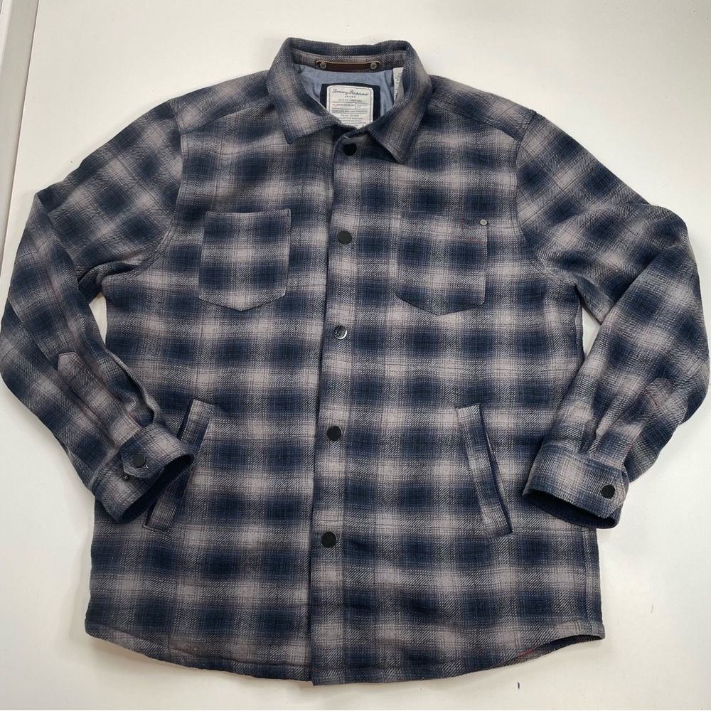 Tommy Bahama Plaid Thick Lined Flannel Jacket Men Sz L Cabin Core Coastal